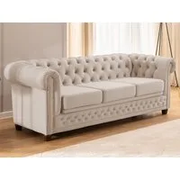 S-Style Möbel Chesterfield-Sofa 3-Sitzer mit Schlaffunktion Cleo Blink aus Samt mit Kristallsteppung, mit Wellenfederung
