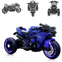 Moni Elektro-Kindermotorrad Kinder Elektromotorrad Ninja, Belastbarkeit 30 kg, drei Kunststoffräder, LED-Beleuchtung, Mp3