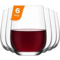 LAV Gläser-Set Gaia Softdrinkglas, 6-tlg., Glas, 6er Set, 590ml, mit feinem Rand, ideal für Soft Drinks, Wein, Wasser