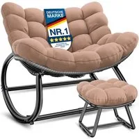 KESSER Schaukelstuhl (maximale Belastung 120kg, witterungsbeständig & mit rutschfesten Füßen), Loungesessel ergonomisches Relaxsessel für Balkon, Garten & Wohnzimmer