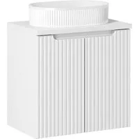 Lomadox Waschtisch NEWPORT-56-WHITE, 60cm breit mit Aufsatzwaschbecken, weiß mit gerillter Front