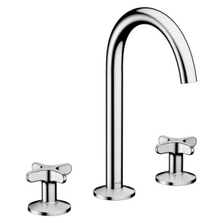 hansgrohe AXOR One 3-Loch Waschtischarmatur 170 48040000 Ausladung 140mm, mit Push-Open-Ablaufgarnitur, mit Kreuzgriff, chrom
