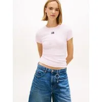 Tommy Jeans Kurzarmshirt TJW SLIM BADGE RIB TEE mit gerippter Struktur