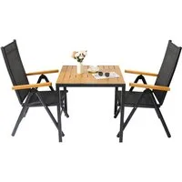 TLGREEN Garten-Essgruppe 3/5-Teiliges Gartenmöbel Set,Aluminium Balkonmöbel Set, (3-tlg., Verstellbare Hochlehner Klappstühle+WPC Quadratisch Tisch)