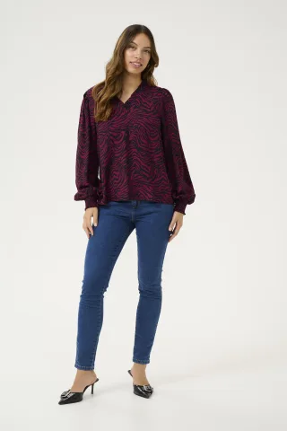 Langarm-Bluse Regular fit Rumba Red/Black Animal animal