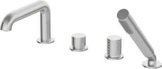 Neuesbad Serie 600 Hexa 4-Loch Wannenarmatur mit Brauseset, edelstahl gebürstet NB1DEBHS_F14M1