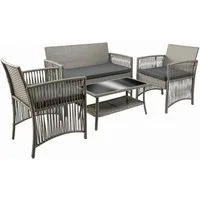 Furnify Gartenlounge-Set EDELHOF 4-teilig Gartenmöbel Set mit Sofa, 2 Sesseln & Tisch, (Set, Sofa, 2x Sessel, 1x Tisch, Sitzkissen), Mit Sitzkissen inklusive