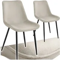 tectake Esszimmerstuhl Küchenstuhl gepolstert, in Samtoptik, 48 x 59 x 82,5 cm (Wohnzimmerstuhl Monroe in creme, 2 St), ergonomische Sitzschale, schwarze Stahlbeine, bodenschonend