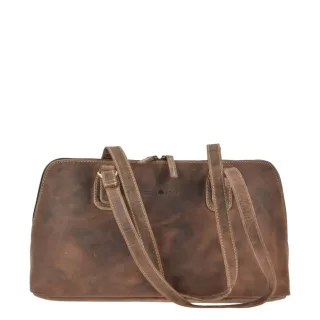Shopper Leder 37x21cm "Vintage" antikbraun kleine Schultertasche für Damen Greenburry