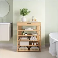 en.casa Schuhregal, »Boppeelo« mit Schublade 94 x 75 x 30 cm 5 Ablagen Sonoma-Eicheoptik