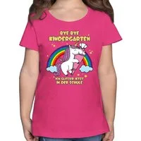 Shirtracer T-Shirt Bye Bye Kindergarten ich glitzer jetzt in der Schule Einhorn Einschulung Mädchen