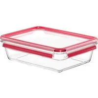 Emsa Aufbewahrungsbecher Clip & Close Glas, Glas, Polyprophylen (PP), (2-tlg), 2 Liter, rechteckig, Stapelkante, backofengeeignet, auslaufsicher