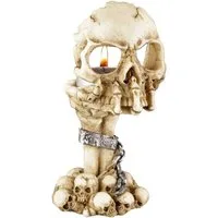 Figuren Shop GmbH Teelichthalter Teelichthalter - Skeletthand mit Totenkopf - Gothic Dekoration