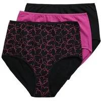 Ulla Popken Maxislip Maxislips 3er-Pack Herzen/einfarbig