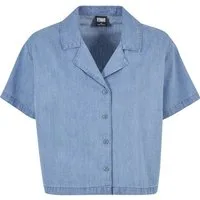 URBAN CLASSICS Klassische Bluse Urban Classics Damen Ladies Light Denim Resort Shirt