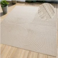 OTTO home Teppich Jola, In- und Outdoor geeignet, Hoch-Tief-Design, Scandi, rechteckig, Höhe: 9 mm, Hoch-Tief-Struktur, Zen, Wetterfest & UV-beständig, Balkon, Camping