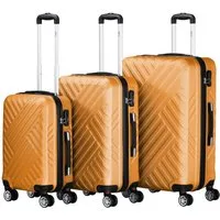Zelsius Kofferset Koffer Set 3 Stück, Orange, ABS Hartschalenkoffer mit Zahlenschloss, 4 Rollen, (3 tlg), Ineinander stapelbar
