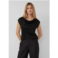 s.Oliver Kurzarmshirt T-Shirt Ärmelloses Shirt aus Viskose mit Wasserfall-Ausschnitt