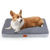 CALIYO Tierbett Orthopädisches Hundebett Grosse Hunde - Hundekissen flauschig, Cozy Flannel Fleece Fabric/ Washable Inner Film/ Egg Crate orthopedic Foam/ Non-slip Bottom, Hundematte Waschbar Hundematratze in dunkelgrau für Große Hunde