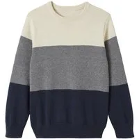 vertbaudet Rundhalspullover Jungen Pullover mit Colorblock-Streifen