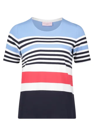 betty barclay - so cosy - - Basic Shirt Blau/Rot - Gr. - 38