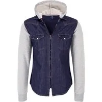 Rock Creek Jeansjacke Herren Jeanshemd mit Kapuze