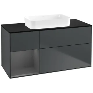 Villeroy und Boch Finion Waschtischunterschrank G702GKHG 120x60,3x50,1cm, Regal rechts Anthracite matt, Midnight Blue Matt Lacquer
