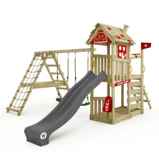 Spielturm FarmFlyer mit Rutsche - Kletteranbau - Massivholz Garten Abenteuerspielplatz - Sandkasten - 10 Jahre Garantie - Langlebig - Wickey