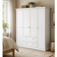 Home affaire Kleiderschrank Paris im Landhausstil mit viel Stauraum, B/HT ca. 180x200x65 cm 4 Türen, Böden, Stange & Schubladen für optimale Ordnung