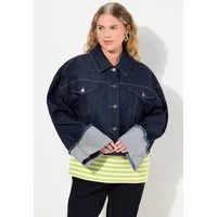 Ulla Popken Jeansjacke Jeansjacke Stretchdenim Ärmelaufschlag Hemdkragen