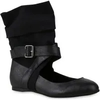 VAN HILL 816489 Schlupfboots Extravagante Damen Stiefeletten Stulpen Cut-outs Sock Boots Flats