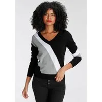AJC Streifenpullover mit trendigem Diagonal-Colourblocking