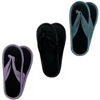 GAWILO Sommer Schlappen für Damen & Herren in grün, flieder & schwarz - Zehentrenner (3 Paar) Ideal auch für Gäste als Hausschuhe, Pantoffeln oder Badelatschen