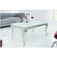 riess-ambiente Couchtisch MODERN BAROCK 100cm weiß, Wohnzimmer · Glasplatte · Edelstahl · eckig