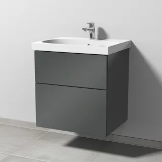 Sanipa 3way Waschtischunterbau zu Geberit Acanto Waschtisch mit 2 Auszügen, Anthrazit-Glanz SF41579