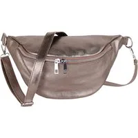 MIRROSI Bauchtasche Damen, Wildleder, Made in Italy, Umhängetasche, Brusttasche (Schultertasche für jeden Anlass (1 Tasche & 1 Gurt), 33x18x12cm, Reißverschlussfach auf der Rückseite), Crossbody Bag, Schulterriemen Länge verstellbar