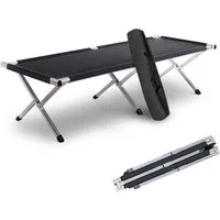 Kronenburg Faltbett XXL - Campingbett klappbar 210 x 82 x 45cm Belastbarkeit bis 200 kg - Stahlrohr verstärkt - in Schwarz