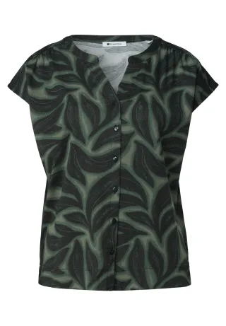 Street One - Shirt mit Knopfleiste und Print deep bound green - Gr. - 36