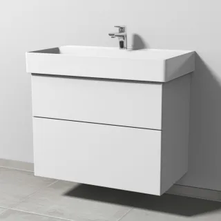 Sanipa 3way Waschtischunterbau zu Duravit Dura Square Waschtisch mit 2 Auszügen, Weiß-Soft SM42843