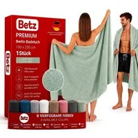 Betz Badetuch Berlin Größe 100 x 200 cm Saunatuch & Strandtuch 360 g/m², 100% Baumwolle (1 Stück, 1-St), saugstark & weich – großes Handtuch mit Aufhänger – Serie Berlin