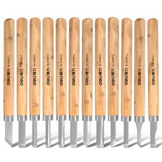 DELI 12pcs Wood Carving Chisels Set Handmade Carving Knife Tool for Woodworking DIY Engraving