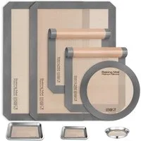 BlingBin Backmatte 5er-Set Antihaft Backmatte Silikon Backofen 250°C/480°F zum Backen, Silikon + Glasfaser (5 Stück, 5-tlg., 5 Blätter), Wiederverwendbare Backmatte für Kekse Backen Zubehör
