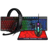 Ophy 4-in-1 Gaming-Set: Tastatur, Maus, Headset und Mauspad Gaming-Tastatur (komplettes Zubehör für Gamer, perfekt für Einsteiger & Profis)