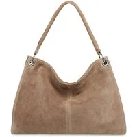 Caspar Schultertasche Damen Veloursleder Handtasche Klassisch - PREMIUM LINE - Modell No.838, 100% italienisches Leder, samtig weich, angenehmer Tragekomfort