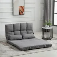 HOMCOM Relaxsessel Bodenstuhl Bodensessel mit Liegefunktion VerstellbarerRückenlehne (Klappbett, 1-St., 2-in-1 Bodensessel), für Schlafzimmer, Wohnzimmer, Grau