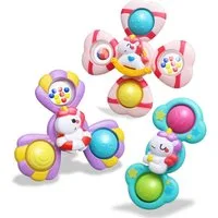 Ophy Badespielzeug Badewannenspielzeug mit Saugnapf – Einhorn Spinner (3-tlg), mit rotierender Glocke & sensorischem Spielzeug