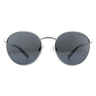Polaroid Round Unisexe Palladium Grey Silver Mirror Polarise Lunettes de soleil