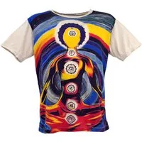 Guru-Shop T-Shirt Mirror T-Shirt - Chakra Yogi beige Goa Style, Festival, alternative Bekleidung