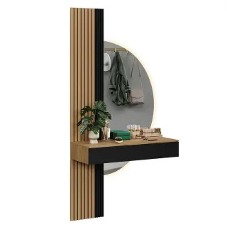 Vicco Schminktisch, Eiche, Schwarz, Holzwerkstoff, 2 Schubladen, Rechteckig, 100x205x40 cm, Schlafzimmer, Schminktische