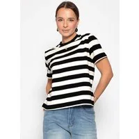 SASSYCLASSY T-Shirt Shirt mit Blockstreifen für Damen Oversize T-Shirt mit Rundhalsausschnitt und kurzen Ärmeln